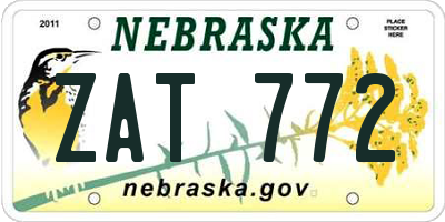 NE license plate ZAT772