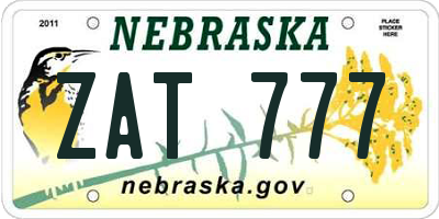 NE license plate ZAT777