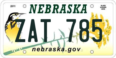 NE license plate ZAT785