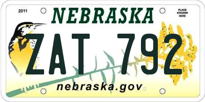 NE license plate ZAT792