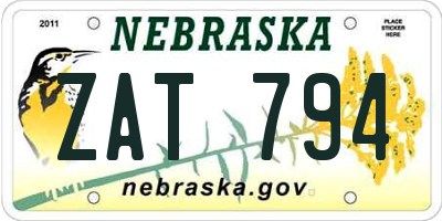 NE license plate ZAT794