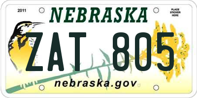 NE license plate ZAT805