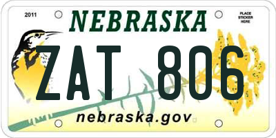 NE license plate ZAT806