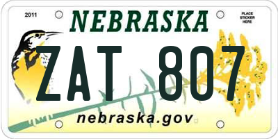 NE license plate ZAT807