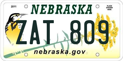 NE license plate ZAT809