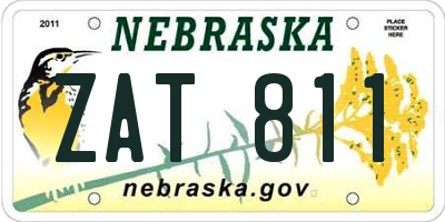 NE license plate ZAT811