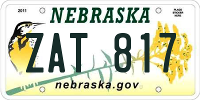 NE license plate ZAT817