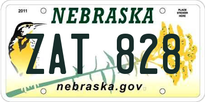 NE license plate ZAT828