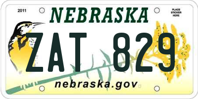 NE license plate ZAT829