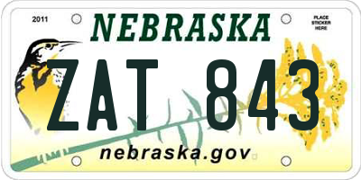 NE license plate ZAT843