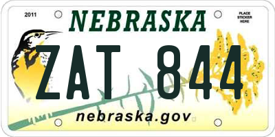 NE license plate ZAT844
