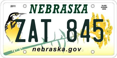 NE license plate ZAT845