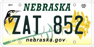 NE license plate ZAT852
