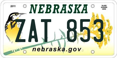 NE license plate ZAT853
