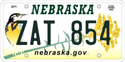 NE license plate ZAT854