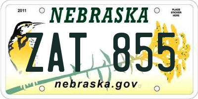 NE license plate ZAT855