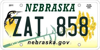 NE license plate ZAT858