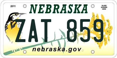 NE license plate ZAT859
