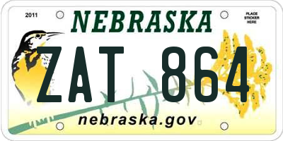NE license plate ZAT864