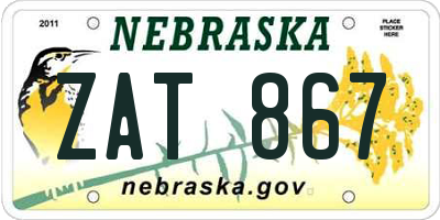 NE license plate ZAT867