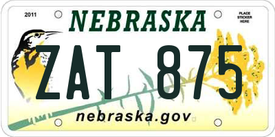 NE license plate ZAT875