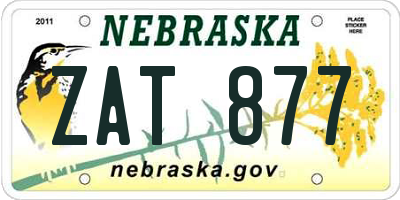 NE license plate ZAT877