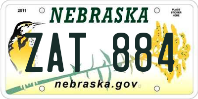NE license plate ZAT884