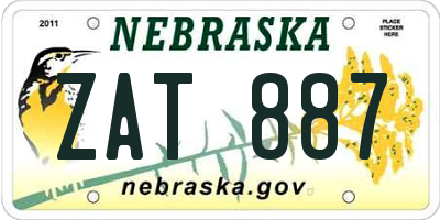 NE license plate ZAT887