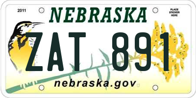 NE license plate ZAT891