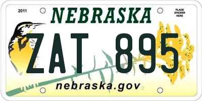 NE license plate ZAT895