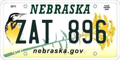 NE license plate ZAT896