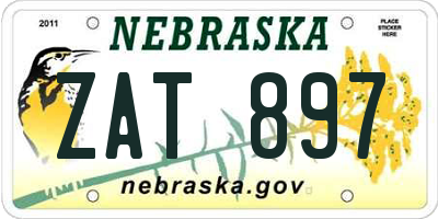 NE license plate ZAT897