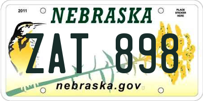 NE license plate ZAT898