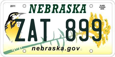 NE license plate ZAT899