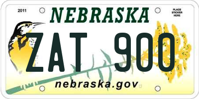 NE license plate ZAT900