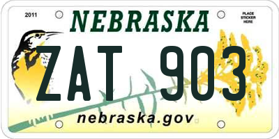 NE license plate ZAT903