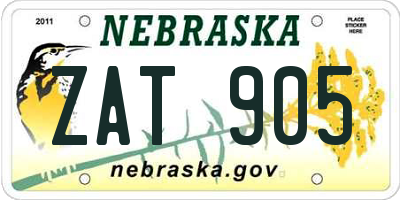 NE license plate ZAT905