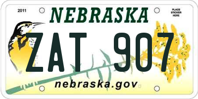 NE license plate ZAT907