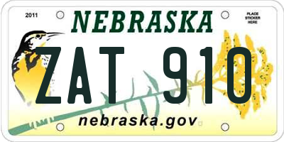 NE license plate ZAT910