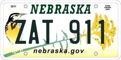 NE license plate ZAT911