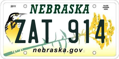NE license plate ZAT914