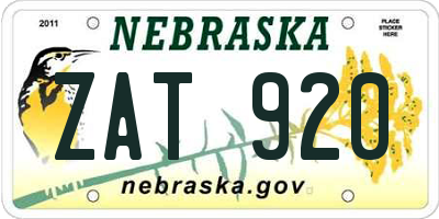 NE license plate ZAT920