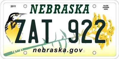NE license plate ZAT922