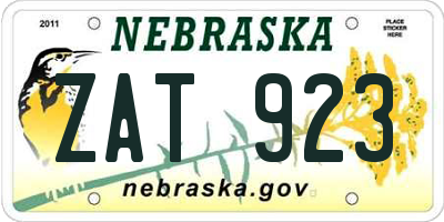 NE license plate ZAT923