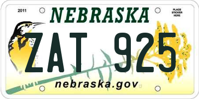 NE license plate ZAT925