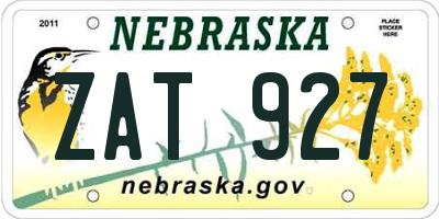 NE license plate ZAT927