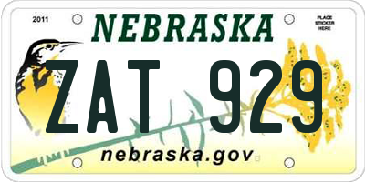 NE license plate ZAT929