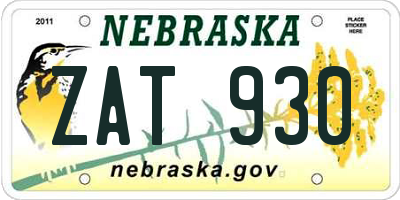 NE license plate ZAT930