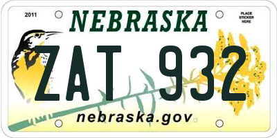 NE license plate ZAT932