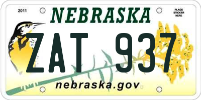NE license plate ZAT937